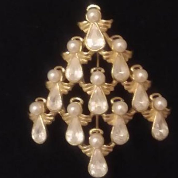 Angel, Pearl, Bow Holiday Brooch/Pins, Three - Picture 2 of 5